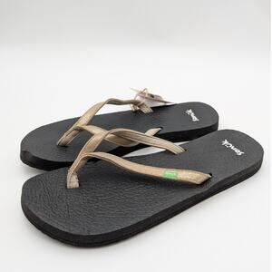 Sanuk Yoga Spree 4 Flip Flop Sandals Women's Chmp/Black Size US8 EU39